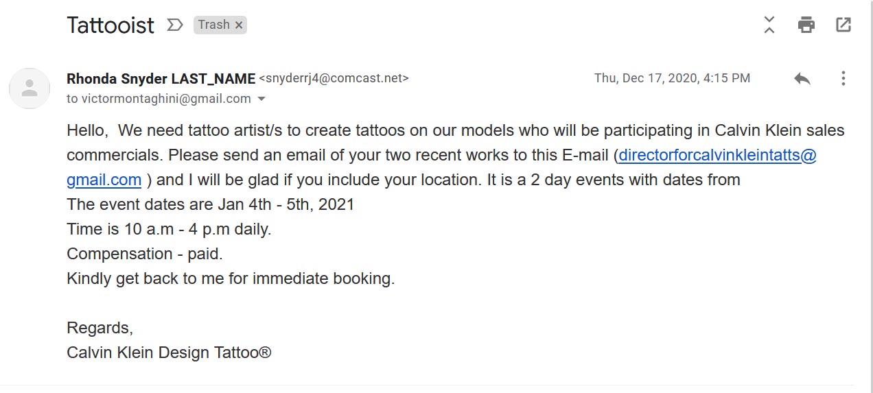 Calvin Klein Design Tattoo® Scam