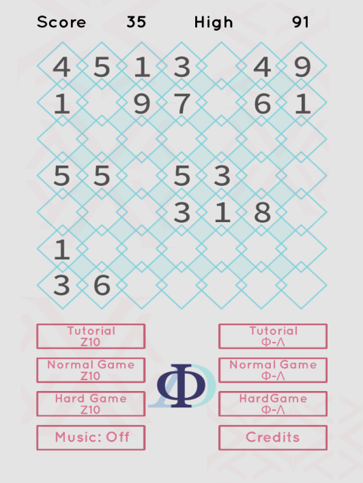 A screenshot of decodoku. There's a grid of diamonds, and some of the diamonds have digits in them.