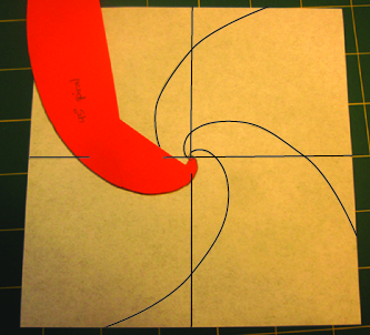 photo showing how I trace the spirals