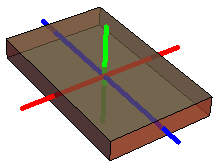 The box is about the dimensions of a novel, with one axis going from cover to cover, one from spine to page-edge, and one from top to bottom.