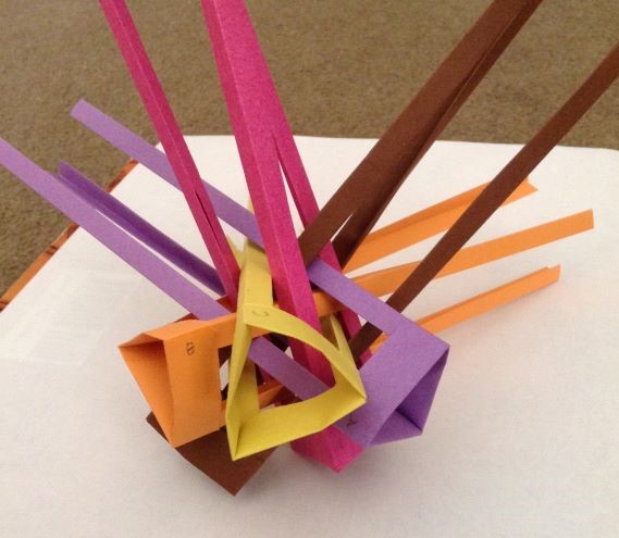 ten triangular prisms, partially constructed prototype