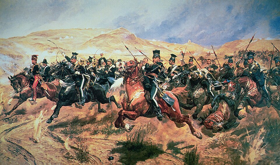 Cavalry soldiers charging into battle