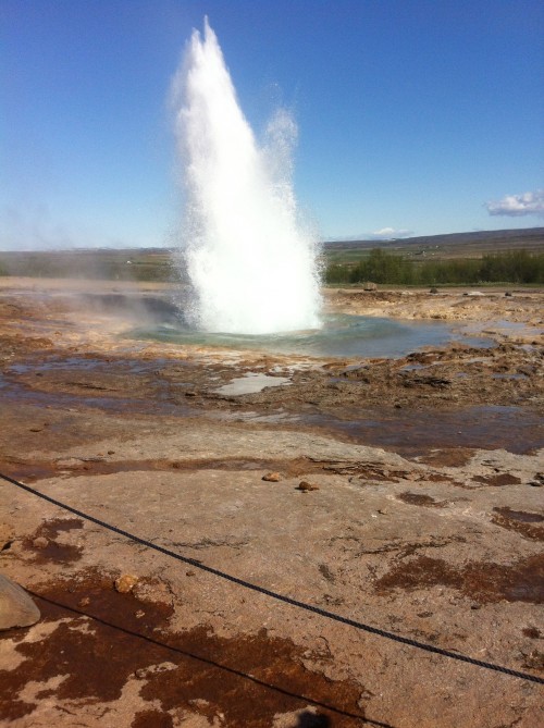Erupting geyser