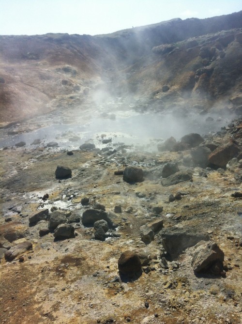 Steaming pools of mud