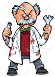 Cartoon-professor-with-broken-beakers-Isolated-on-white-Stock-Vector