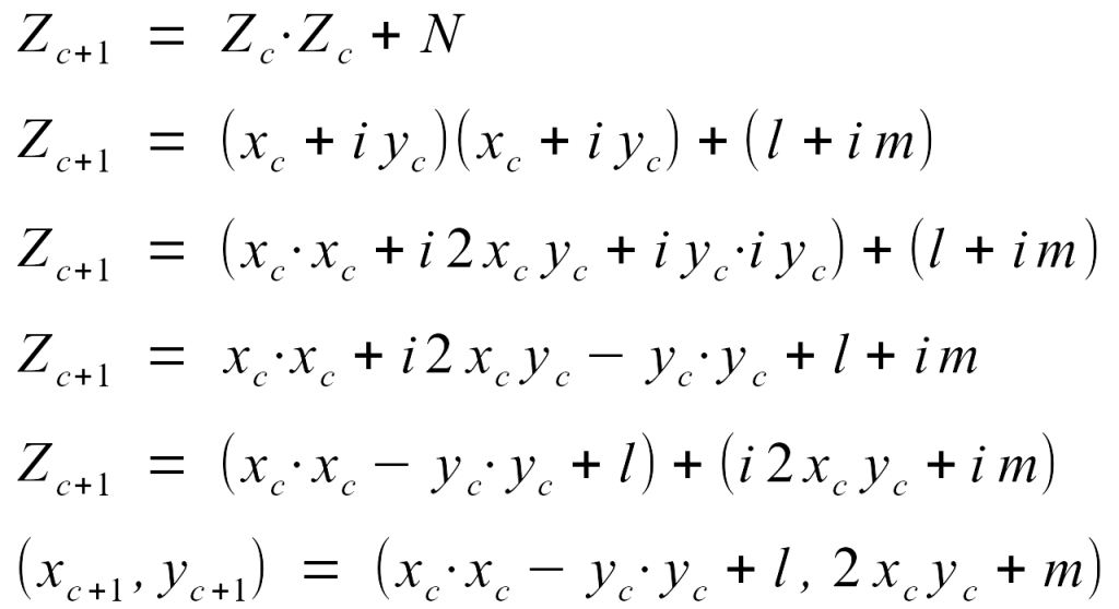 Condensing the complex number math down into a more conventional algorithm.