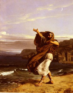 Demosthenes practicing oratory on the beach