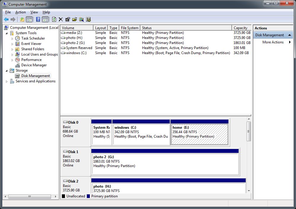 my desktop server's partition map