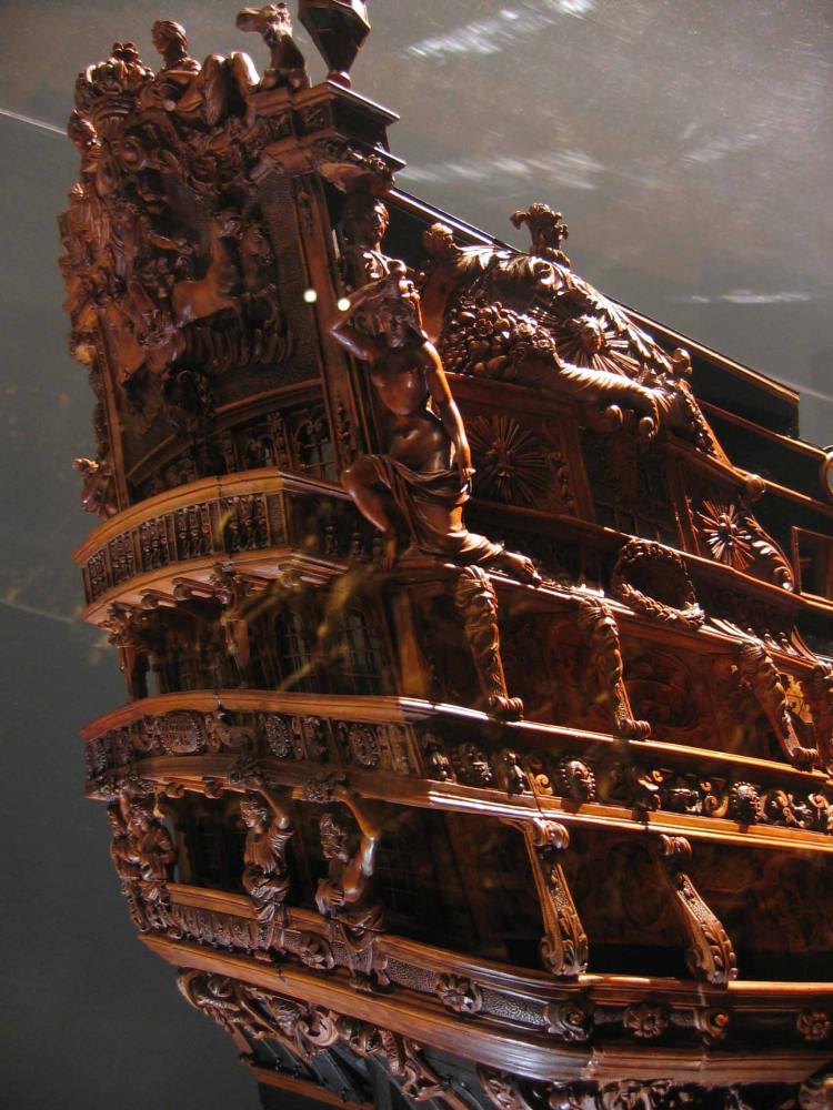 Detail of model of Le Soleil Royale, Musee De La Marine, Paris